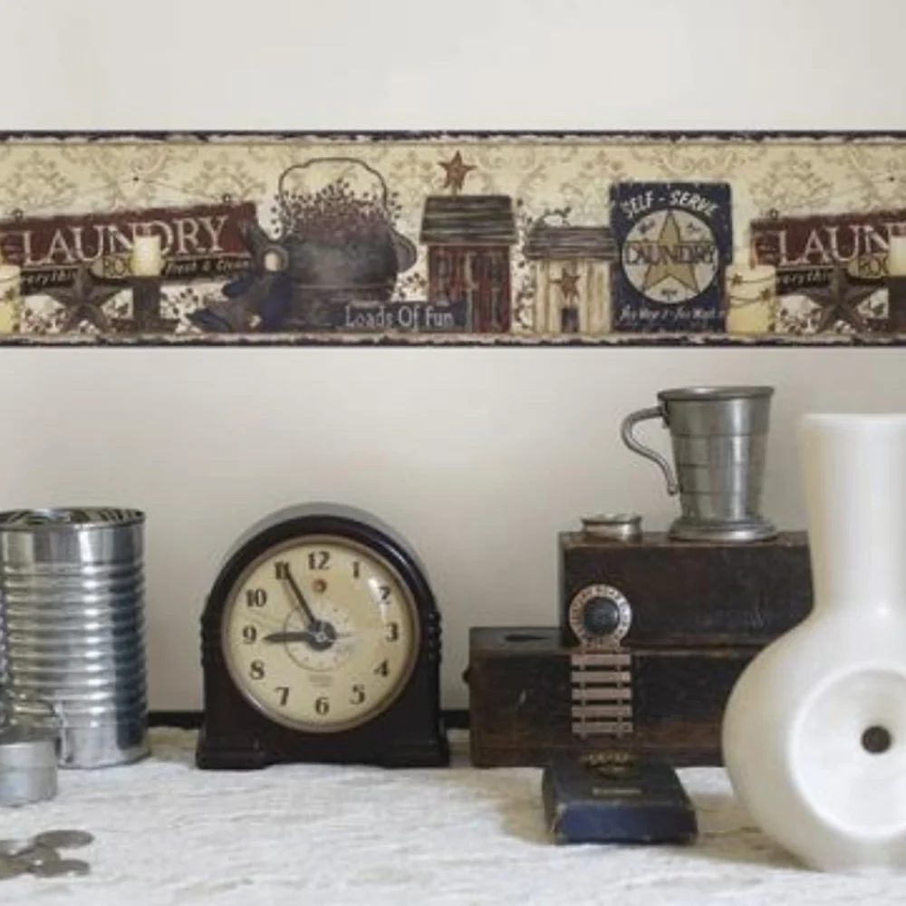Wallpaper Border Country Laundry Room -open Roll
